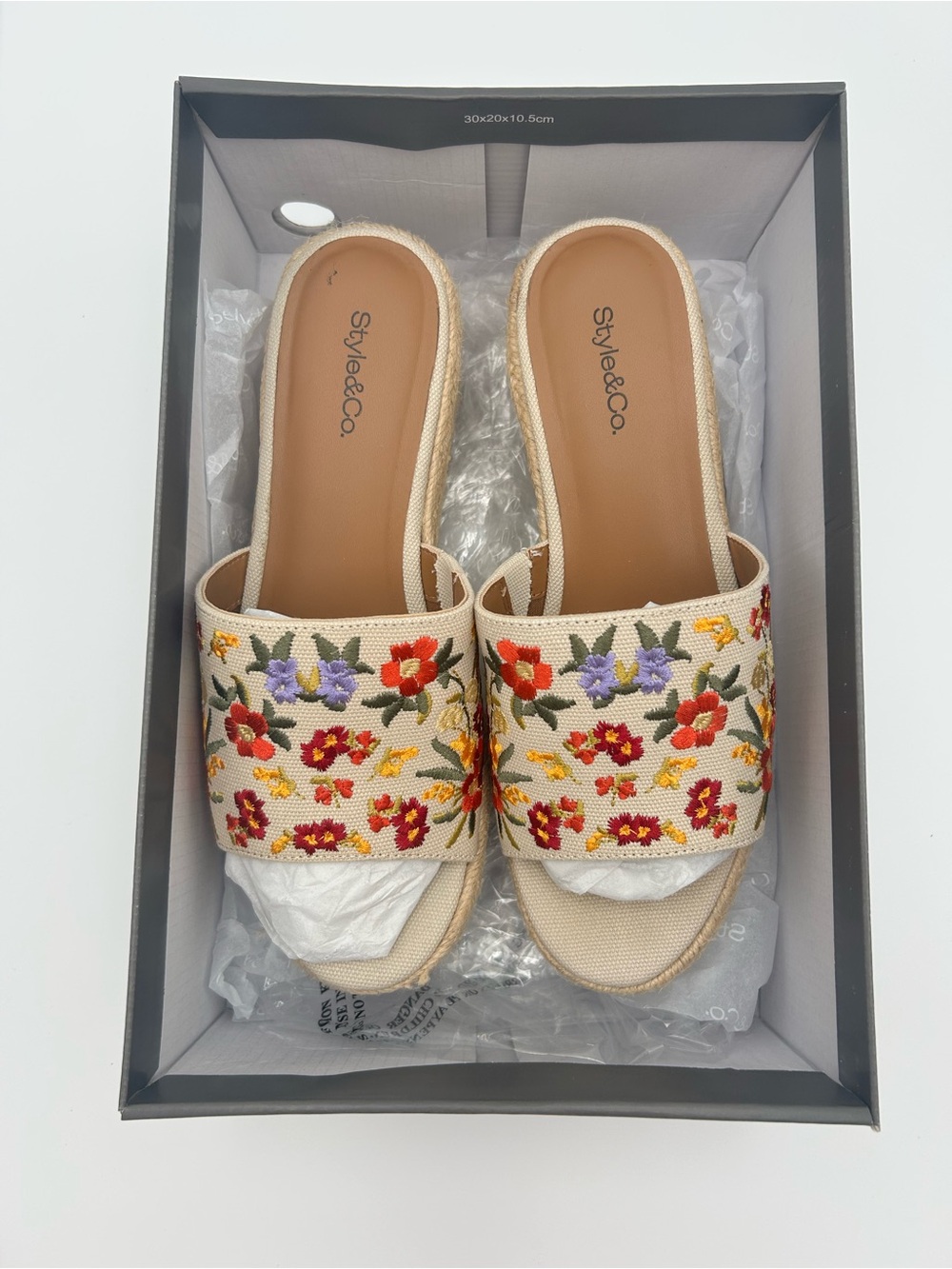 Style & Co. Embroidered Floral Wedge Cushioned Sandals